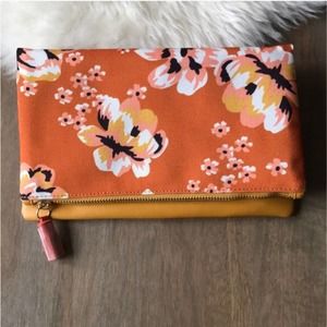 RACHEL PALLY Zahara Orange and Yellow Floral Reversible Clutch